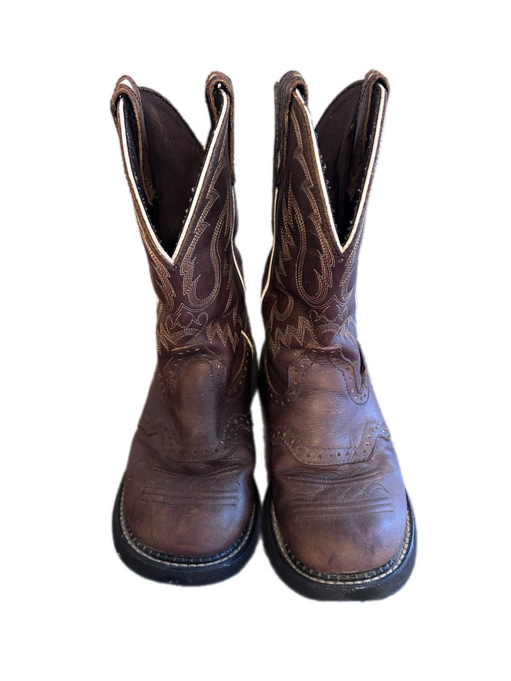 Justin Gypsy L9909 Aged Bark Brown Leather Western Cowboy Boots 7.5 B Round Toe